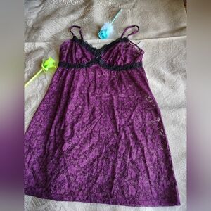 George Purple and Black Lace Chemise